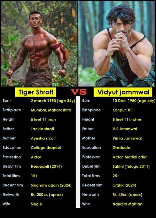 Vidyut Jammwal and Tiger Shroff Comparison